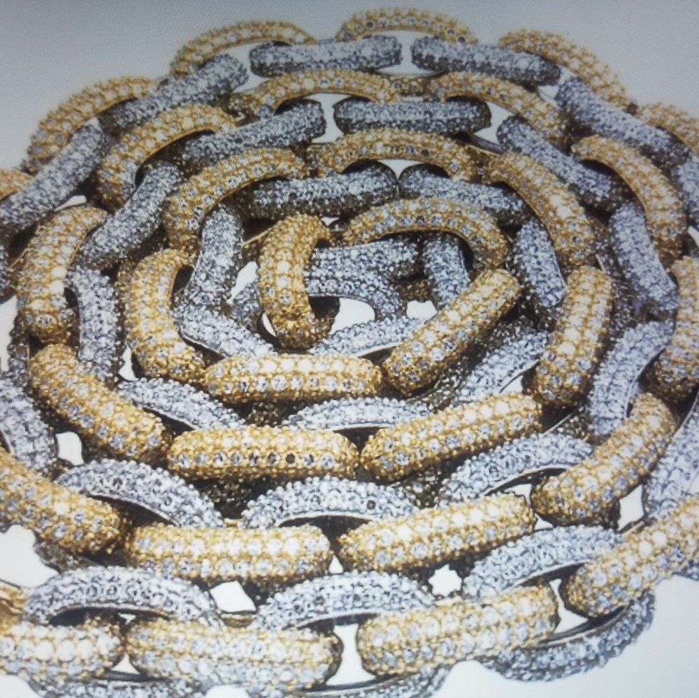 14k Hermes rolo diamond and gold necklace